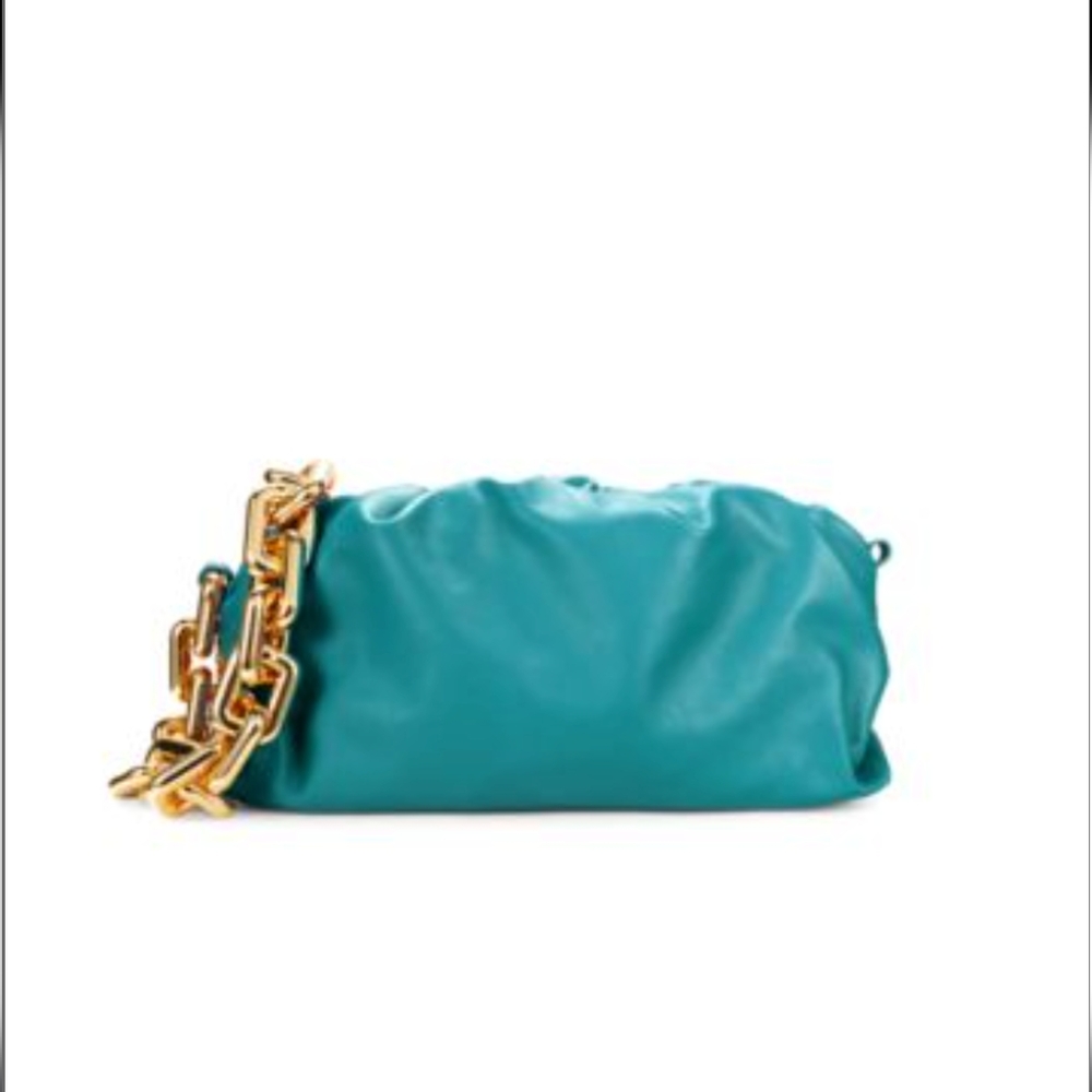 Chain Shoulder Bag | Cloud-Shaped Dumpling Clutch Purse Green with Gold